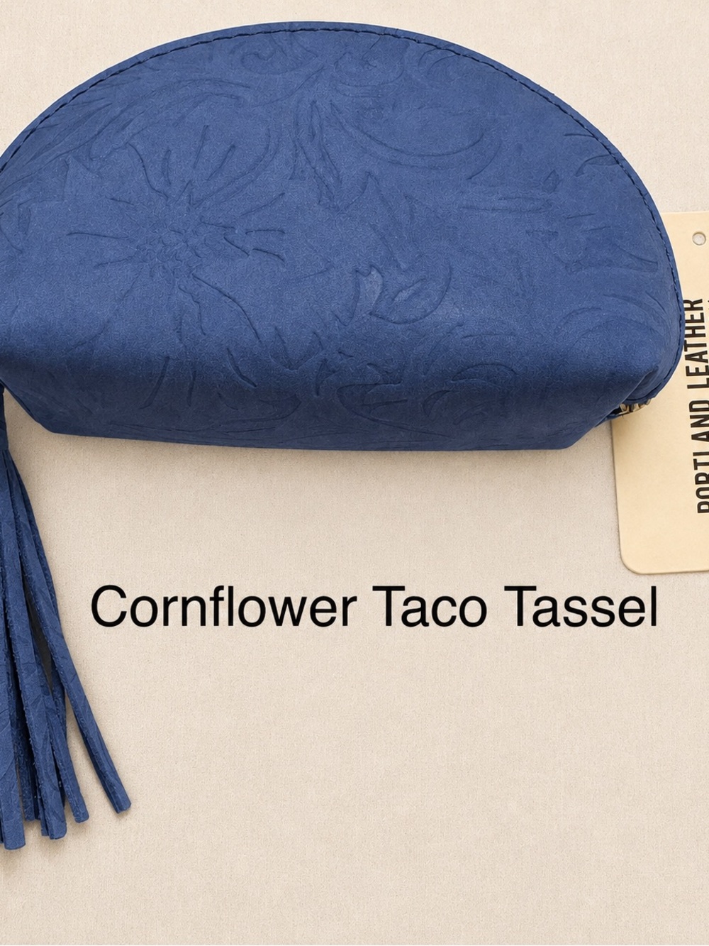 Portland Leather Cornflower Blue Taco Clutch with Tassel